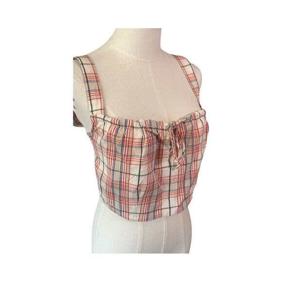 RVCA Bella Multicolor Plaid Lace-Up Cropped Tank Top Women's Size Large NWT - Picture 4 of 9
